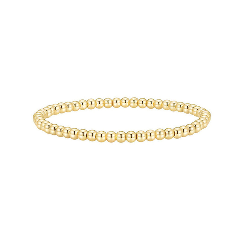 Wholesale beaded gold bracelet men's and women's color-retaining gold-plated elastic multi-layer stacked round bead bracelet bracelet